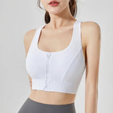 Large Size Women's Sports Fitness Bra Shock-Absorbing Gathered Front Zipper Design No Buckle Needed for Comfortable Fit