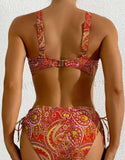 2026 Drawstring Bikinis Strappy Swimsuit Women Sexy Printed Swimwear Female Bathers Swimming Bathing Swimming Swim Suit
