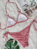 2025 Halter Sparkling Brazilian Diamond Bikini Women Swimsuit Female Swimwear Two Pieces Bikini Set PU Leather Bathing Suit Swim