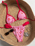 2026 Summer Women's Micro Bikini Set Floral Print Push Up Thong Bathing Suit Beachwear Sexy Halter Lace-up Swimsuit Holiday Look