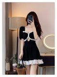 Hot Selling Swimsuit Women's New Black One-piece Cover Belly Slimming Skirt Style Flat Corner Hot Spring Conservative Swimsuit