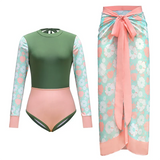 2026 Swimwear Women Long Sleeved Sun Protection One Piece Swimsuit Female's Sports Bathers Swimming Bodysuit Beach With Cover Up