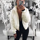 Phantasy Women's Hoodies Women Clothing Streetwear New Style Fashion Hooded Imitation Fur Plush Coat Solid Color Jacket Female