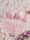 6-Piece Set Lace Women's Underwear Set No Lining Lace Push up Bra Comfortable Fitting Sexy Mesh Lace Panties Women's Bra Set