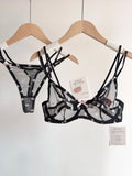 Affordable French Lace Lingerie Set | Sexy Mesh Push Up Bra for Big Bust, Ultra Thin Slimming Anti Sag Women's Bra Set MOYISU AB