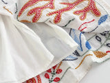 Foridol Marine Organism Embroidery Batwing Sleeve Summer Spring Maxi Skirt Set Cotton White Tassle Dress Set Outfits Button Suit