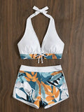 Halter Bikinis 2026 Women Printed Swimsuit Shorts High Waist Swimwear Female Bathers Swimming Bathing Suit Summer Beachwear