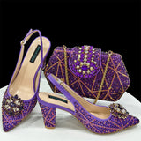 Doershow beautiful Italian Shoes And Bag Sets For Evening Party With Stones Italian Leather Handbags Match Bags! 1-30