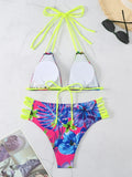 Halter String Floral Bikini 2026 High Waist Swimsuit Women Padded Swimwear Female Bathers Bathing Swimming Swim Suit Beachwear