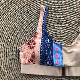 Sexy Bikini Top Women Push Up Swimwear Swimsuit Patchwork Print Sports Bra Bathing Suit Metal Buckle Crop Tops Banadores Mujer