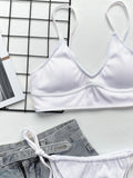 Sexy Bikini Women Push Up Swimwear Swimsuit White Pit Striped Knotted Bikinis Set Bathing Suit Beach Bikini Trajes De Bano Mujer