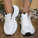 Black White Breathable Chunky Sneakers Women Korean Lace Up Platform Sneaker Shoes Woman Thick Bottom Mesh Sport Shoes Female