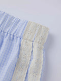 Women's Loose Shorts Elastic Waist Plaid Print Wide Leg Short Pants Summer Casual Daily Beach Athletic Wear