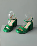 NASBAVI Women Patent Leather Sandals Super Chunky High Heeled Ankle Buckle Shoes Platform Summer Thick Heel Sandal Ladies 35-43