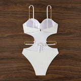 Sexy Ribbed Underwired Bra Cup Female Swimwear One Piece Swimsuit Women Backless Monokini High Cut Bathing Suit Swim Bodysuit