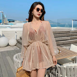 New women's swimsuit split bikini three-piece boxer long-sleeved spa swimsuit