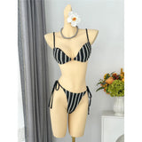 2026 New Striped Bikini Women Swimwear Female Swimsuit High Cut Leg Padded Bather Bathing Suit Swim Two-pieces Bikini set K8071