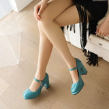 Spring and Autumn New Styles Fashion High-heeled Women's Shoes Shallow Mouth Buckle Square Heel Women Shoes Size 34-45 High 9cm