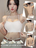 MOYISU Low Back Bra Small Chest -Thickened Pads Convertible Straps Seamless Enhancer for Dresses Elegant Exposed Shoulder Design