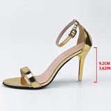 Sexy Stiletto Heel Gold Sandals Women 2026 Summer Super High Heeled Sandals Woman Pointed Toe Ankle Buckle Party Shoes Ladies 41