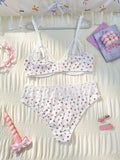 Wide Straps Plus Size Women's underwear set Flowers Lace Unlined Underwire Support Bra Comfort Lace Panties Lingerie Set