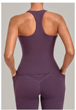 Women's Seamless Yoga Vest Sports Fitness Gym Beauty Back Top Nude Slim Fit Training Running Workout Vest