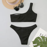 One Shoulder Bikinis 2026 Women Sexy Swimwear Female Brazilian Swimsuit Solid Beachwear Bathers Bathing Swimming Swim Suit