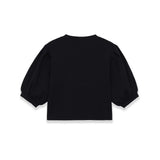 Fashion Casual Round-neck Puff Sleeve Knitted Top Women Black Puff Sleeve Knit T Shirt Crew Neck Short Sleeved Casual Top 99K0