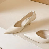 BIGTREE Sexy Classic High Heels Women Pumps Wedding Solid PU 5CM Thin Heels Kitten Heel Office Ladies Slip on Shoes Woman