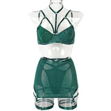 Toucheart Trendy Lingerie 4 Pieces Set Exotic Sexy Bra Eroctic Garter Underwear Set Women's Mesh See-through Luxury Underwear