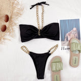 Bikini 2026 Sexy Black Chain Strap Halter Swimwear Swimsuit Women Bikinis Set Bathing Suit Beach Bikini Female Biquinis Feminino