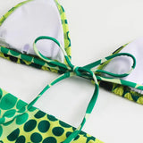 4 Pieces Random Dot Print Tie Side Halter Bikinis Swimsuit & Beach Skirt Sexy Swimwear Women 2026 Bathing Swimming Suit Female