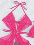 3 Piece Halter String Bikini 2026 Hollow Out Swimsuit Women Padded Swimwear Female Bathers Bathing Swimming Swim Suit Beachwear