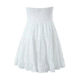 Foridol Button Bowknot Off Shoulder White Lace Mini Dress Summer Beach Embriodery Short Party Holiday Vestidos Smocked 2025
