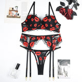 Toucheart Sexy Bra Lingerie 2-piece Set Mesh Transparent Bodysuit Heart Embroidery Lace Hollow Underwear Sexy Bras Body Femme