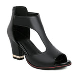 Fish Mouth High Heel Shoes Women's Summer Thick Heel Sandals Waterproof Platform Thick Sole Sexy Slim Back Zipper Hollow