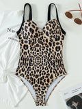Leopard Underwired Bra Cup One Piece Swimsuit Women Swimwear Female High Cut Leg Monokini Push Up Bathing Suit Swim Bodysuit