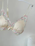 MOYISU Luxury Classic Thin Embroidery Light Luxury Silk French Underwear Sexy Pure Desire Lace Bra Set Small Chest Triangle Cup