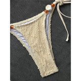 Halter Fishnet Bikini Women Swimwear Female Swimsuit Two-Pieces Bikini Set High Cut Leg Padded Bather Bathing Suit Swim V8339