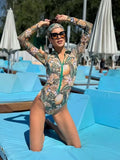 Long Sleeve One Piece Swimsuit 2026 Sexy Swimwear Women Surf Swim Suit Push Up Bathing Suit Beachwear Monokini Bath Suits