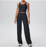 2PCS Yoga Set Women Tracksuit Nude Feeling Workout Sets Gym Clothes Push Up Fitness Running Sportswear Sport Straight tank suit
