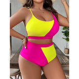 0XL - 4XL Splicing Bikini Plus Size Large Size Swimwear Women Swimsuit Female Two-pieces Bikini set Bather Bathing Suit K7271
