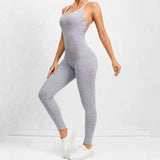 Seamless High-Waisted Peach Hip Yoga Jumpsuit for Women - Fast Drying Sweat-Wicking Tight Running Sports Jogging Gym Activewear