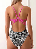 2026 Leopard Swimsuit One Piece String Backless Monokini Swimwear Women Sexy Bathers Bathing Swimming Swim Suit Female Beachwear