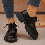 Pu Leather Platform Oxford Shoes Women 2026 Plus Size 42 Lace-Up Single Shoes Woman Comfort Non Slip Thick Sole Student Shoes