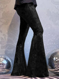 new European and American high-waisted slim shiny silver drape gold velvet bell-bottom casual pants