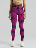 Boho Tie Dye High Waist Knit Elastic Fitness Yoga Tights Butt Lifting Workout Pants for Women