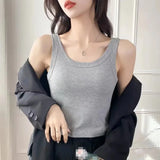 Women Solid Round Neck Ribbed Tank Top Camisole Women 2025 Summer Basic Elastic Tank Top O Neck Solid Tank Top