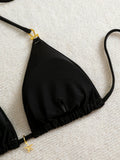 Halter Triangle String Bikinis 2026 Women Sexy Swimsuit Solid Stars Swimwear Female Bathers Bathing Swimming Swim Suit