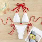 Strawberry Designer Bikini Women White Contrast Bikin Micro Swimsuit Two Pieces Bikini Set Brazilian Bathing Suit Thong Swimwear